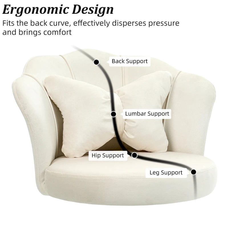 Fauteuil de bureau pivotant en velours rose / blanc / gris / noir avec coussin lombaire - 1 personne