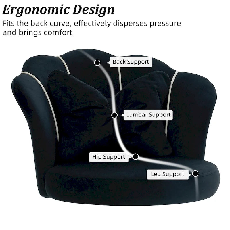 Fauteuil de bureau pivotant en velours rose / blanc / gris / noir avec coussin lombaire - 1 personne