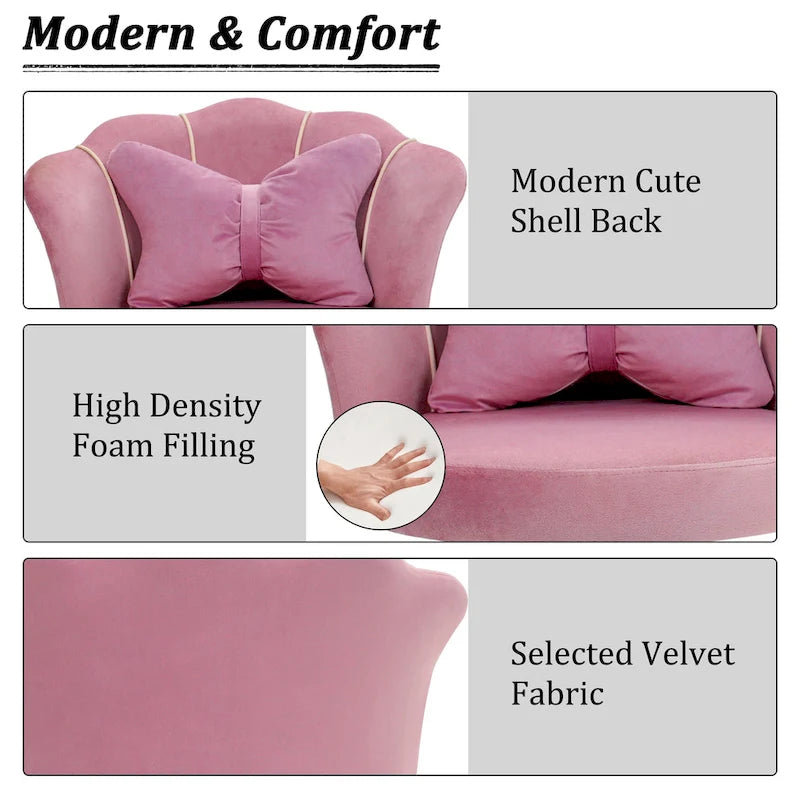 Fauteuil de bureau pivotant en velours rose / blanc / gris / noir avec coussin lombaire - 1 personne