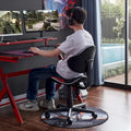 Chaise de bureau en maille à dossier bas avec soutien lombaire et pivotant à 360°, Rouge / Noir Bleu, Style ergonomique, 1 personne