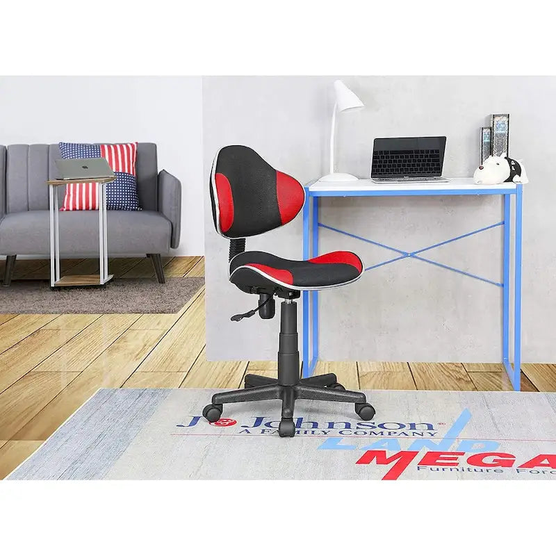 Chaise de bureau en maille à dossier bas avec soutien lombaire et pivotant à 360°, Rouge / Noir Bleu, Style ergonomique, 1 personne