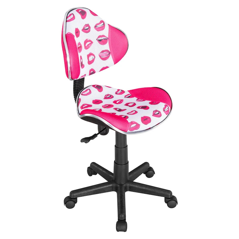 Chaise de bureau en maille à dossier bas avec soutien lombaire et pivotant à 360°, Rouge / Noir Bleu, Style ergonomique, 1 personne