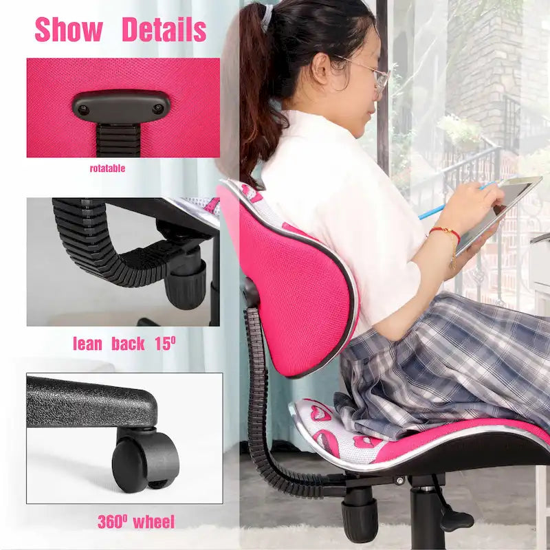 Chaise de bureau en maille à dossier bas avec soutien lombaire et pivotant à 360°, Rouge / Noir Bleu, Style ergonomique, 1 personne