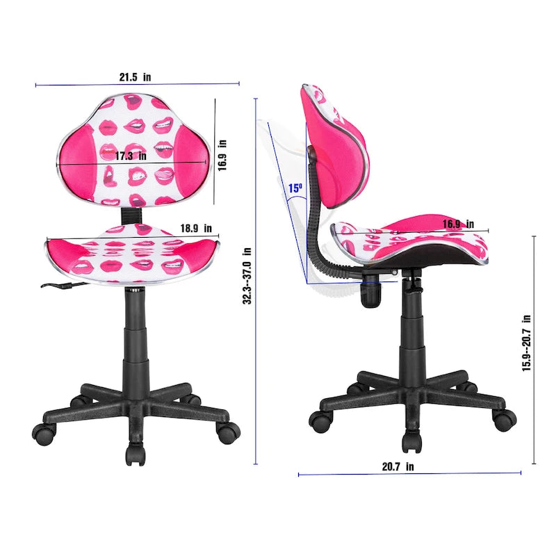 Chaise de bureau en maille à dossier bas avec soutien lombaire et pivotant à 360°, Rouge / Noir Bleu, Style ergonomique, 1 personne