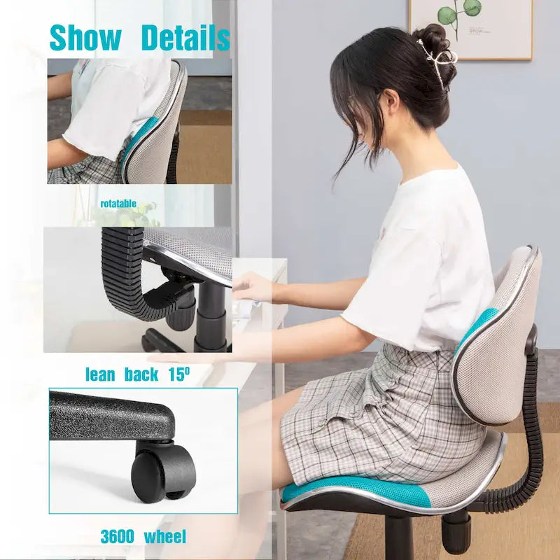 Chaise de bureau en maille à dossier bas avec soutien lombaire et pivotant à 360°, Rouge / Noir Bleu, Style ergonomique, 1 personne