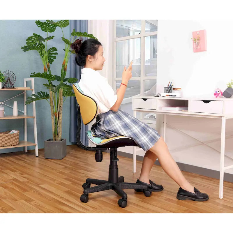 Chaise de bureau en maille à dossier bas avec soutien lombaire et pivotant à 360°, Rouge / Noir Bleu, Style ergonomique, 1 personne