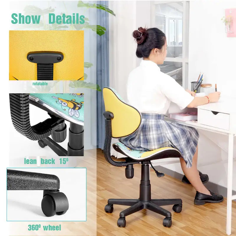 Chaise de bureau en maille à dossier bas avec soutien lombaire et pivotant à 360°, Rouge / Noir Bleu, Style ergonomique, 1 personne