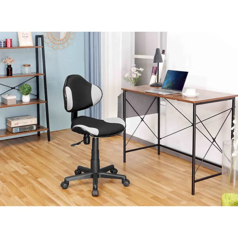 Chaise de bureau en maille à dossier bas avec soutien lombaire et pivotant à 360°, Rouge / Noir Bleu, Style ergonomique, 1 personne