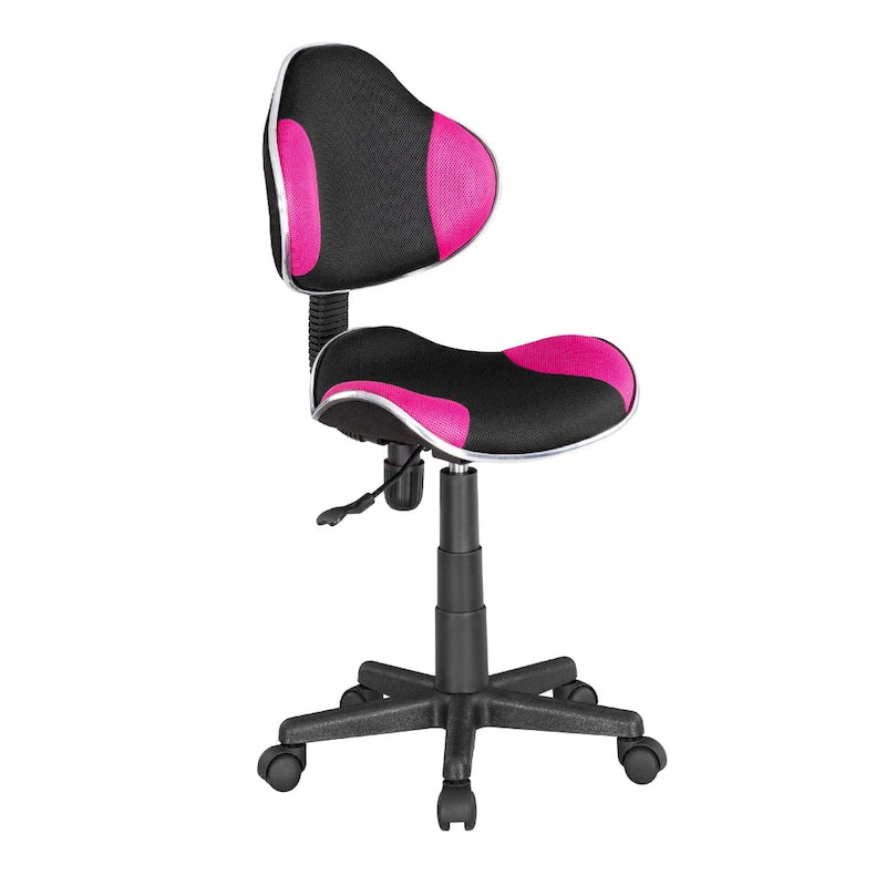Chaise de bureau en maille à dossier bas avec soutien lombaire et pivotant à 360°, Rouge / Noir Bleu, Style ergonomique, 1 personne