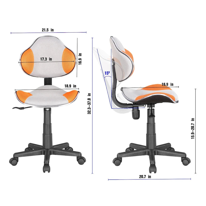 Chaise de bureau en maille à dossier bas avec soutien lombaire et pivotant à 360°, Rouge / Noir Bleu, Style ergonomique, 1 personne