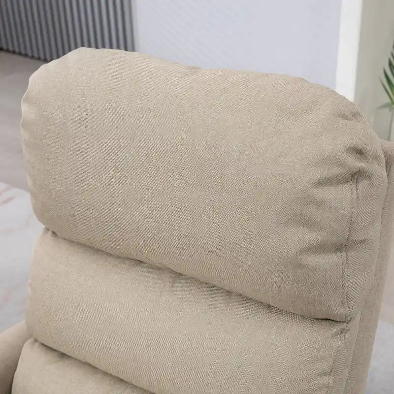 Fauteuil inclinable releveur beige/bleu avec télécommande – 1 place