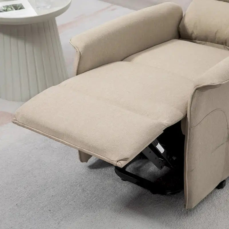 Fauteuil inclinable releveur beige/bleu avec télécommande – 1 place