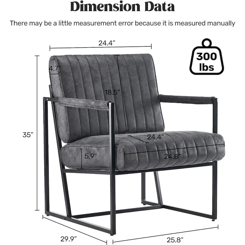Fauteuil d'appoint en tissu Leathaire marron/noir/bleu-gris avec cadre en métal noir - 1 place
