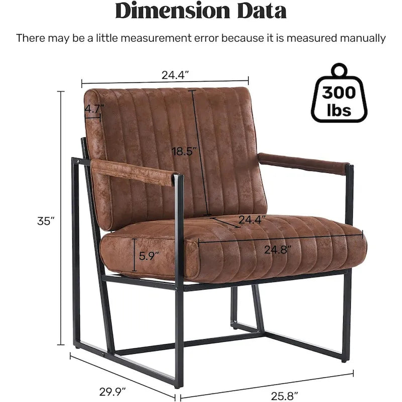 Fauteuil d'appoint en tissu Leathaire marron/noir/bleu-gris avec cadre en métal noir - 1 place