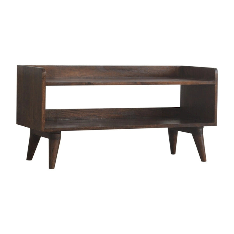 Banc à chaussures en manguier massif style nordique noyer – 1-2 places