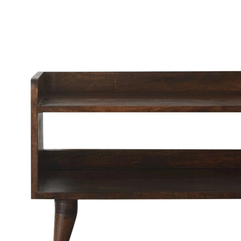 Banc à chaussures en manguier massif style nordique noyer – 1-2 places