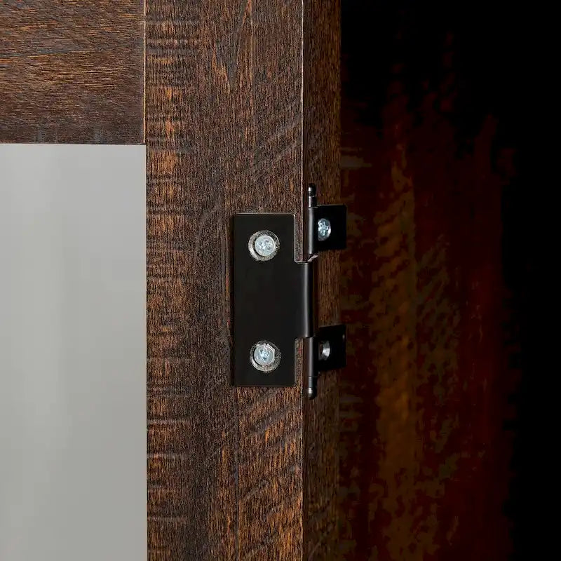 Buffet de salle à manger 2 portes Espresso avec portes en verre et étagères réglables