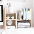 Organisateur de bureau en bois beige/blanc/marron/noir avec étagères réglables
