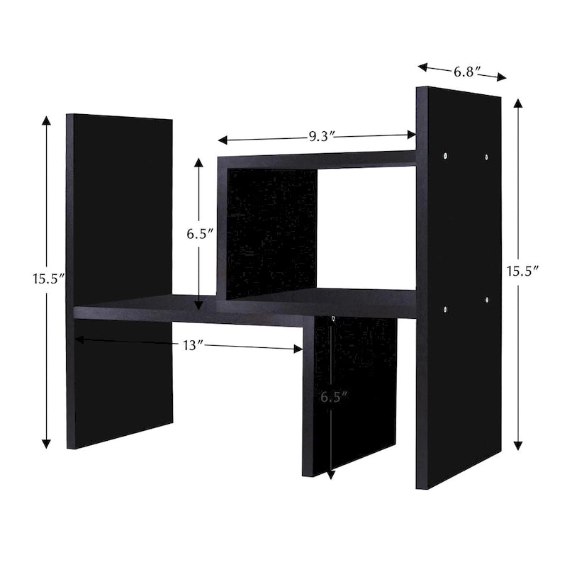 Organisateur de bureau en bois beige/blanc/marron/noir avec étagères réglables