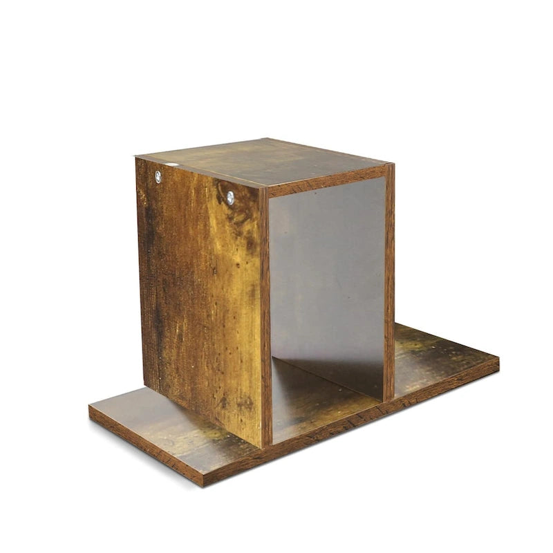 Organisateur de bureau en bois beige/blanc/marron/noir avec étagères réglables