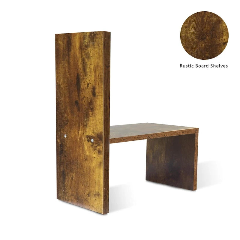 Organisateur de bureau en bois beige/blanc/marron/noir avec étagères réglables