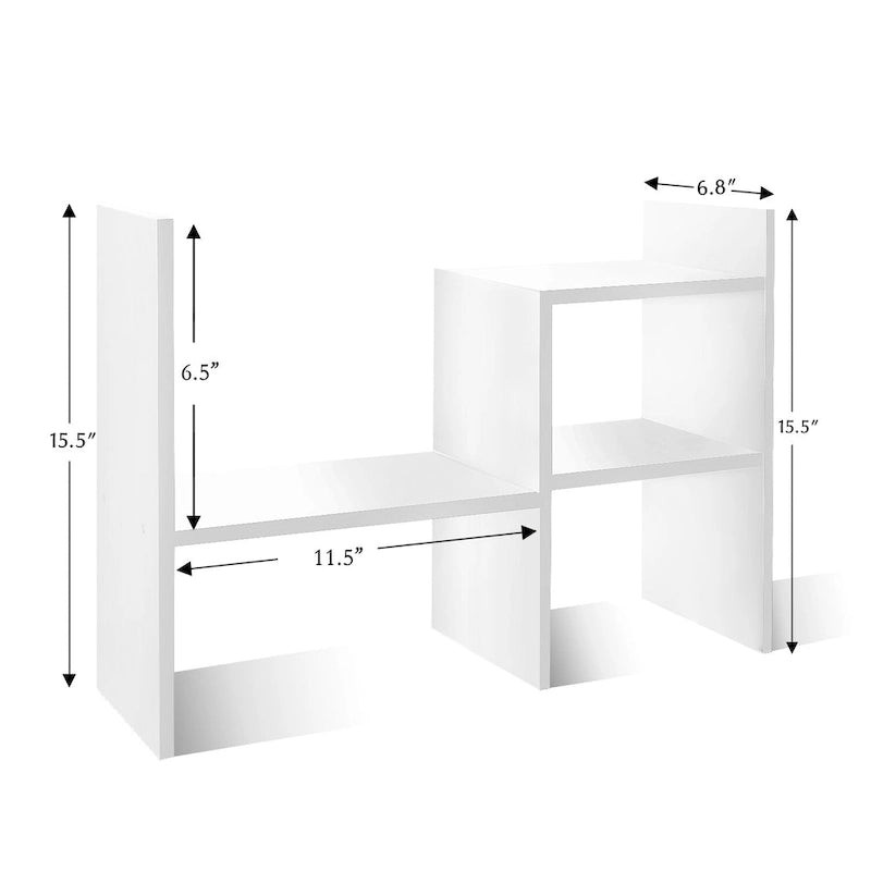 Organisateur de bureau en bois beige/blanc/marron/noir avec étagères réglables