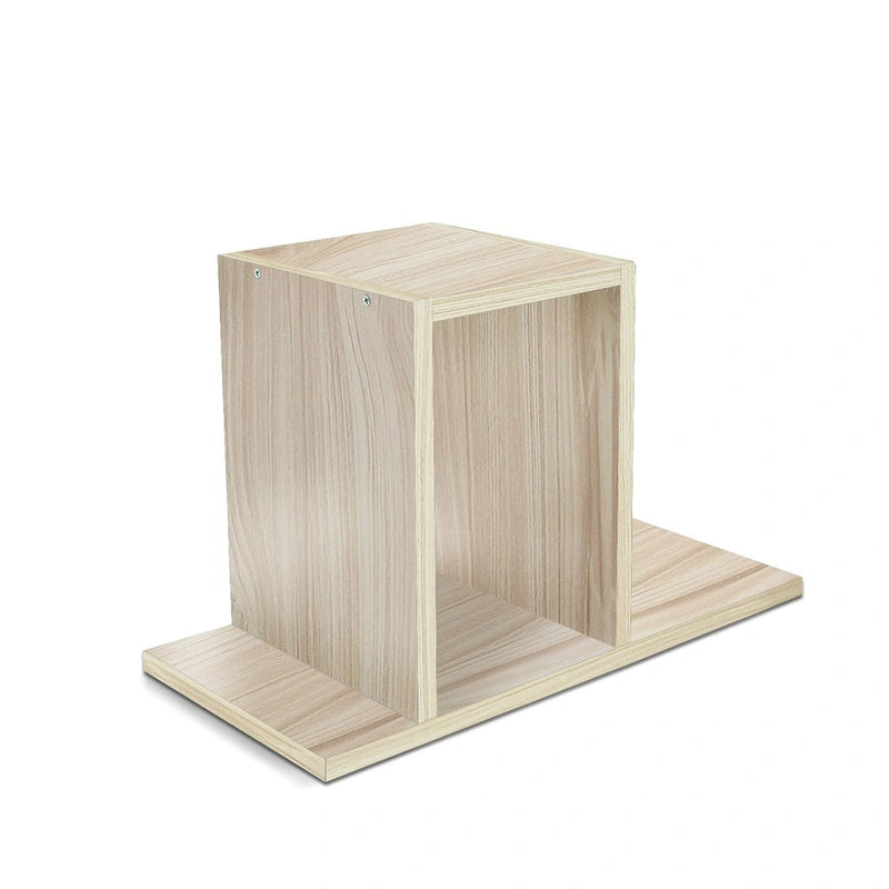 Organisateur de bureau en bois beige/blanc/marron/noir avec étagères réglables