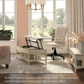 Table basse à plateau relevable avec rangement, blanc antique/gris cap Cod
