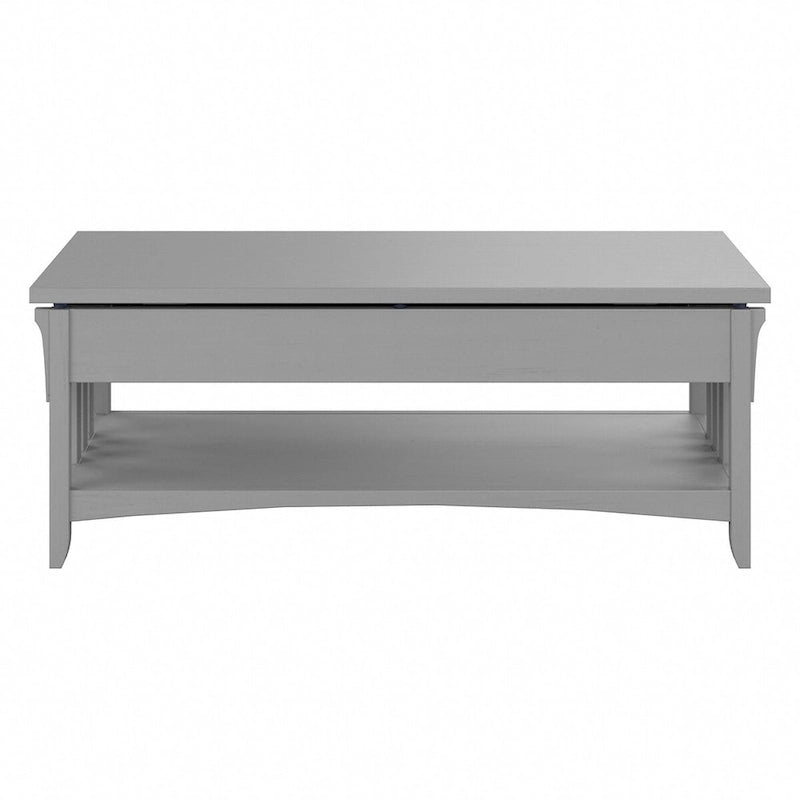 Table basse à plateau relevable avec rangement, blanc antique/gris cap Cod
