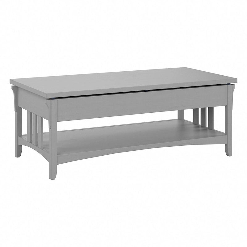 Table basse à plateau relevable avec rangement, blanc antique/gris cap Cod
