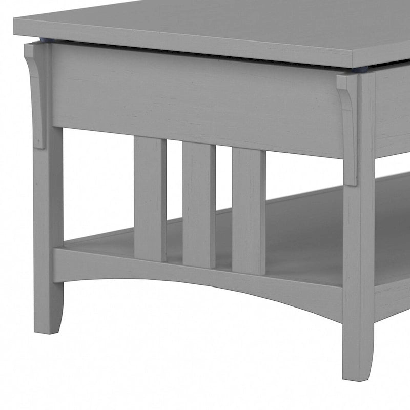 Table basse à plateau relevable avec rangement, blanc antique/gris cap Cod