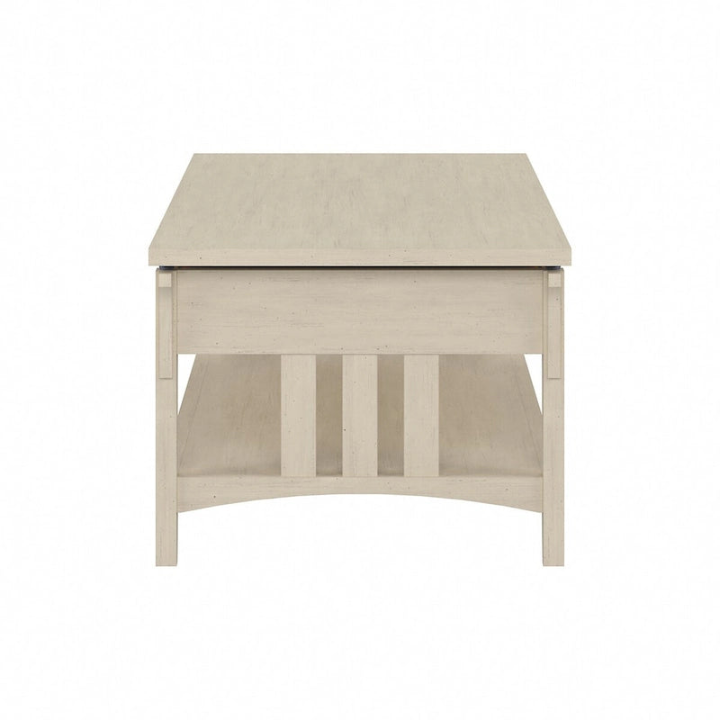 Table basse à plateau relevable avec rangement, blanc antique/gris cap Cod